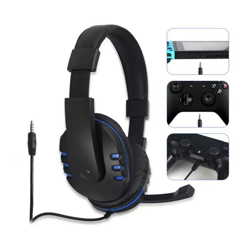 Headset Gaming Wired com Microfone, Fones de Ouvido, Música, PS4, Play Station 4, Jogo, PC, Computador, Chat, 3,5mm